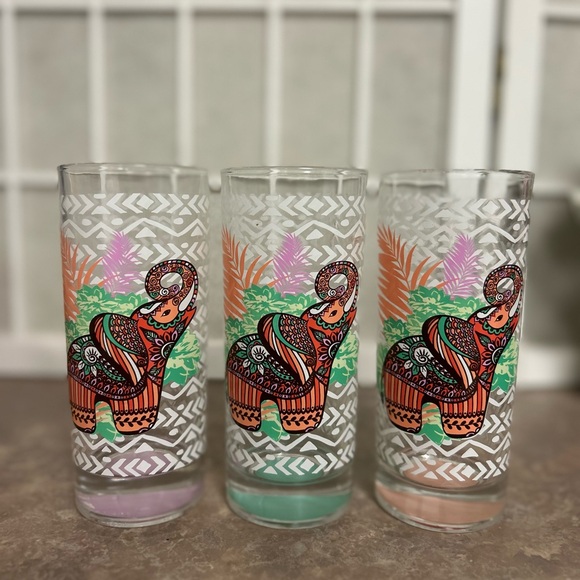 Tmd Holdings Other - TMD Holdings Mandala Elephant Glasses 12 oz Set of 3